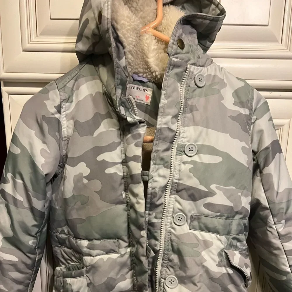 J.crew Girls crewcuts camo print fleece  jacket 4-5
